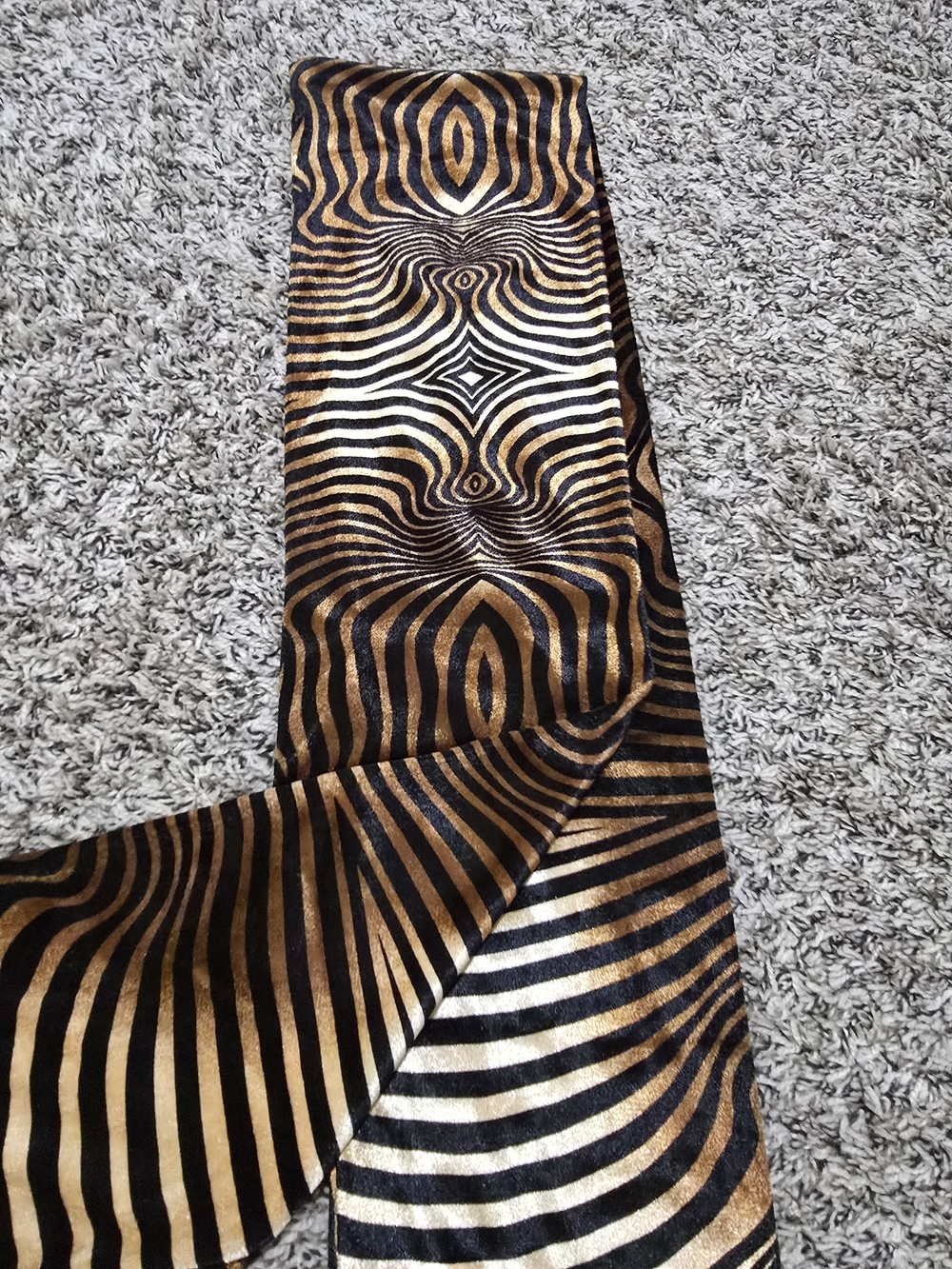 Gold and Black Zebra-Print Satin Scarf